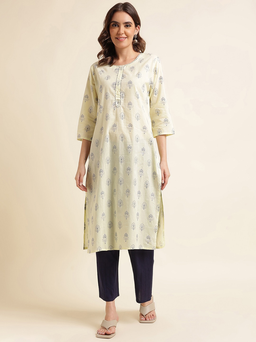 

kasee Ethnic Motifs Printed Kurta, Yellow