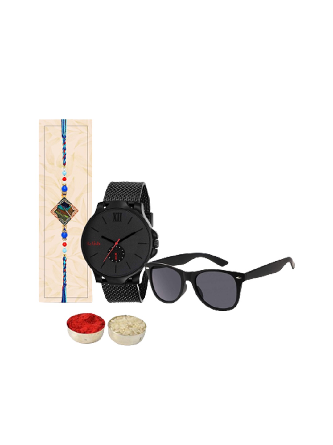 

Relish Evil Eye Charm Rakhi With Roli Chawal, Watch & Sunglass, Black