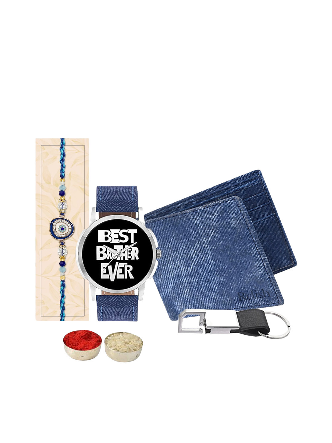 

Relish Evil Eye Thread Rakhi Gift Set, Blue