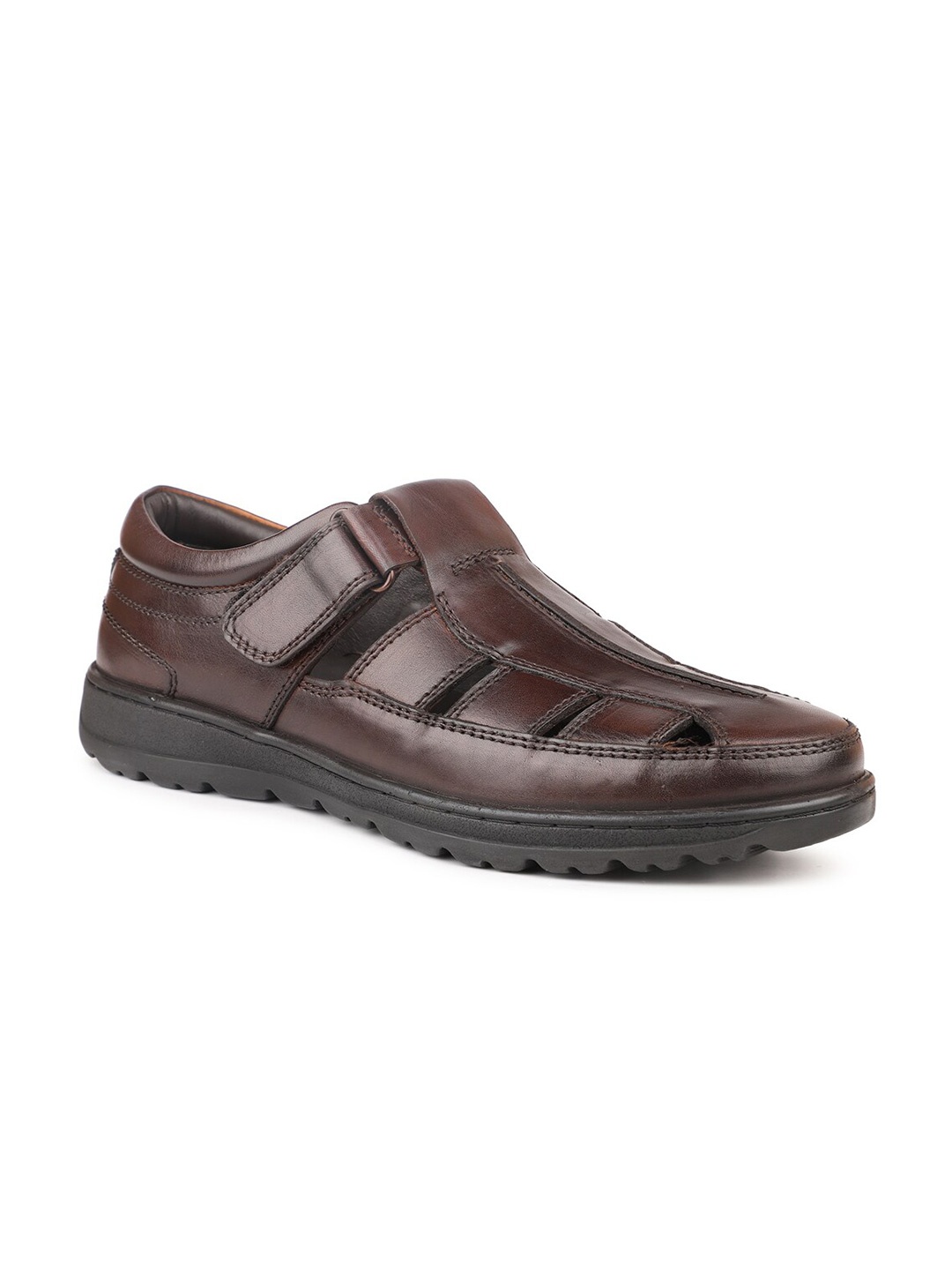 

ATESBER by Inc.5 Leather Velcro Fisherman Sandals, Brown