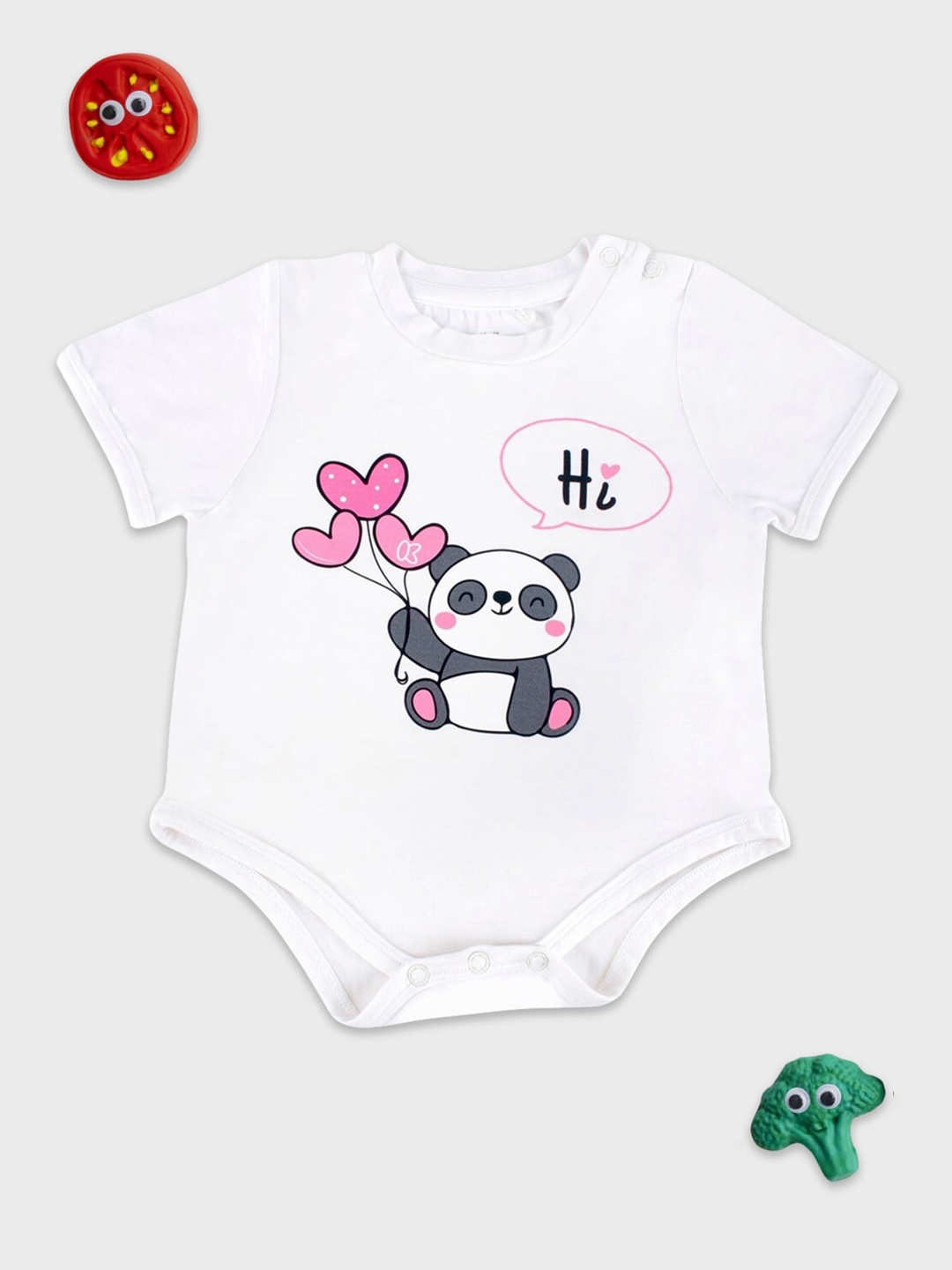 

Kidbea Infants Printed Short-Sleeve Pure Cotton Bodysuit, White