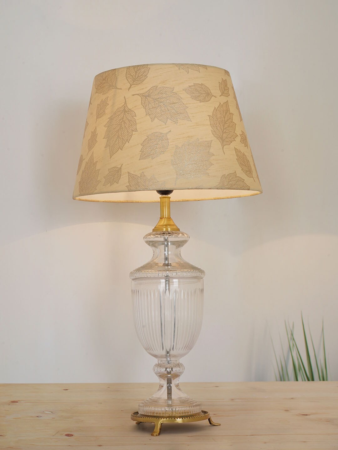 

Fos Lighting Yellow & Transparent Printed Table Lamp, Gold