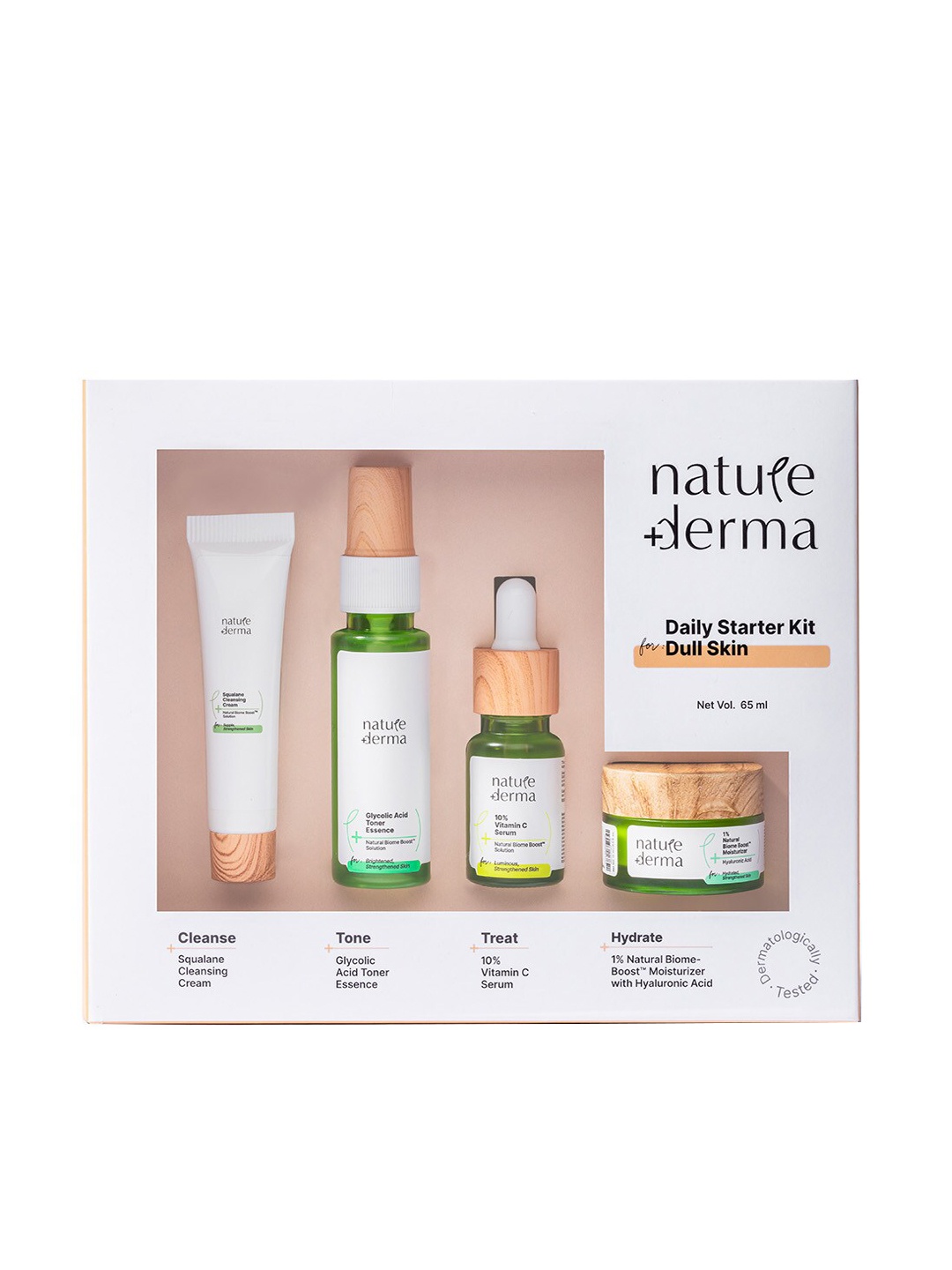 

Nature Derma Radiant Glow Starter Kit For Dull Skin - 65ml, White