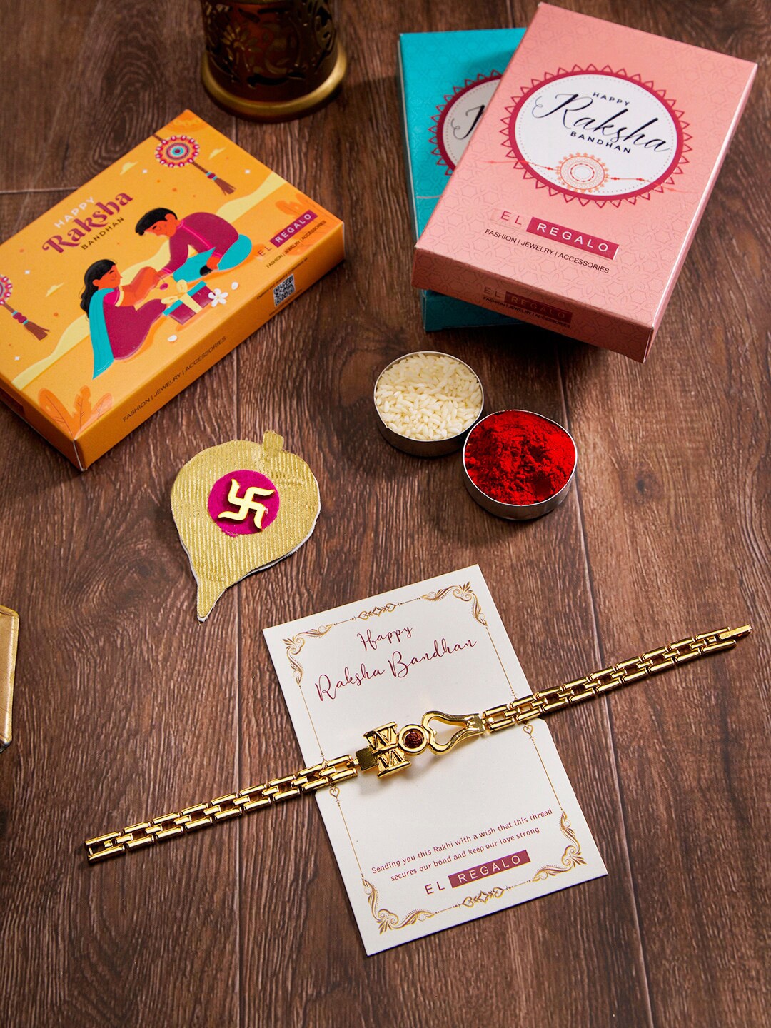 

EL REGALO Trishul Chained Rakhi, Gold