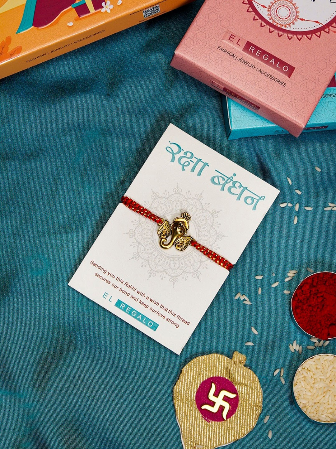 

EL REGALO Men Designed Thread Rakhi, Gold