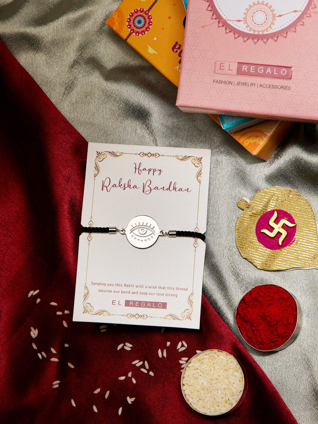 

EL REGALO Eye Stainless Steel Adjustable Rakhi, Silver