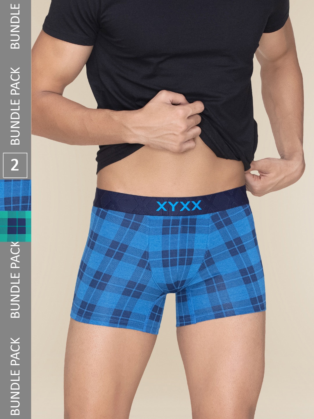 

XYXX Pack Of 2 Checked Trunks XYTRNK2PCKN712, Blue