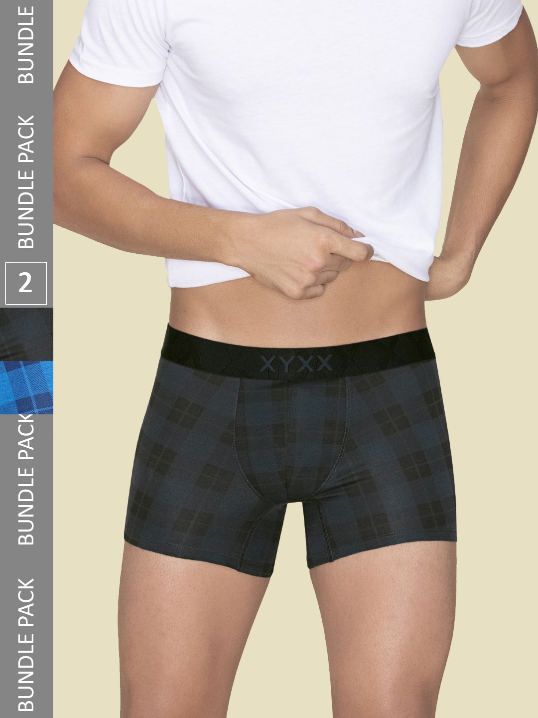 

XYXX Pack Of 2 Checked Trunks XYTRNK2PCKN705, Black