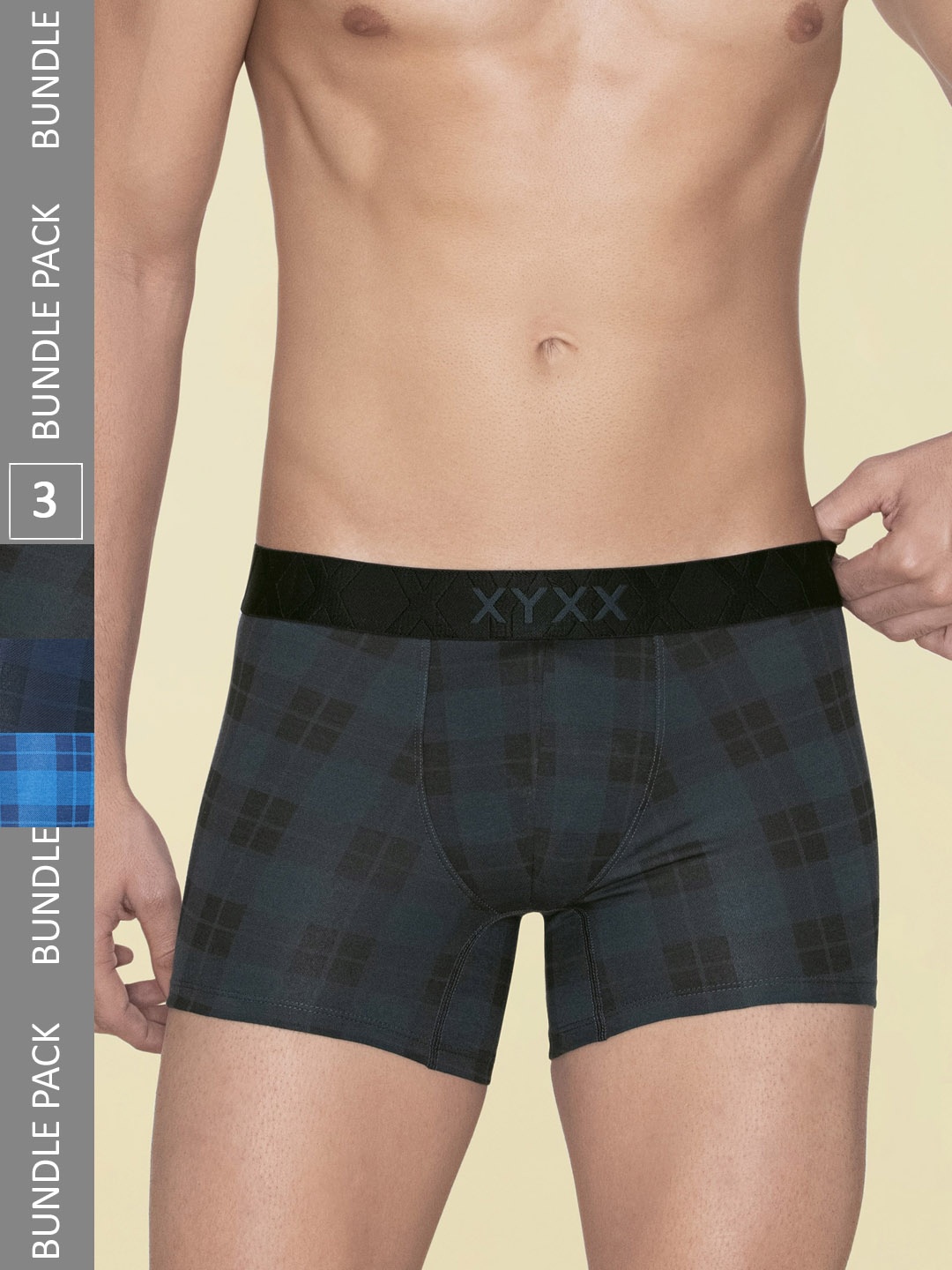 

XYXX Pack Of 3 Checked Trunks XYTRNK3PCKN981, Grey