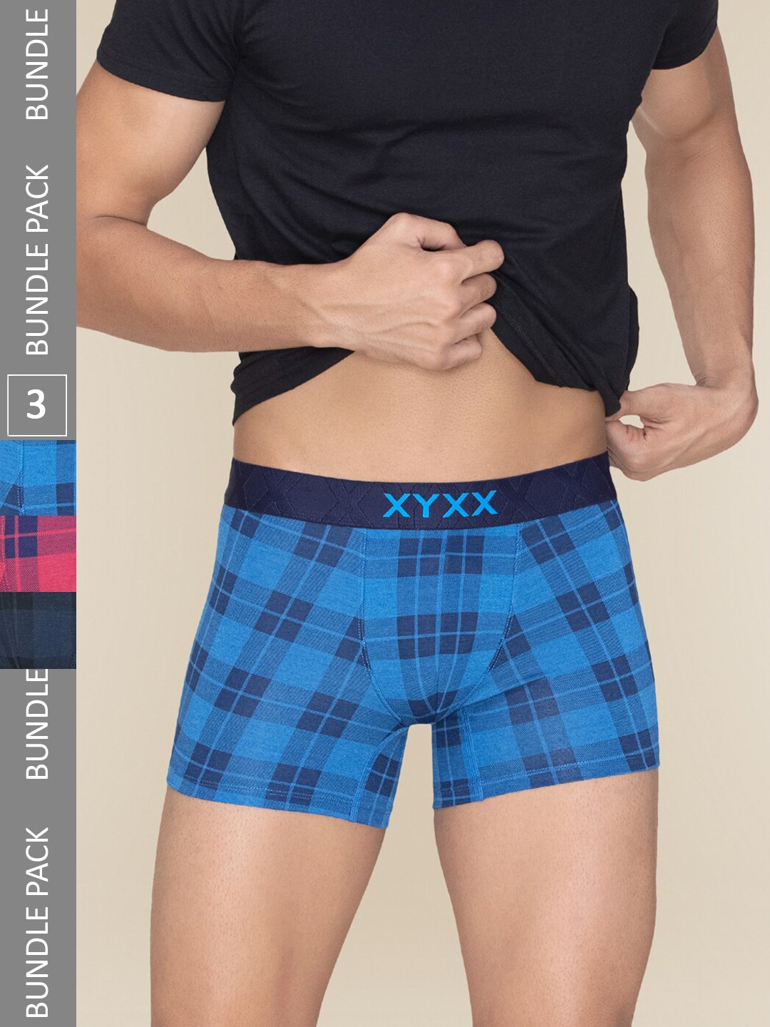 

XYXX Pack Of 3 Checked Trunks XYTRNK3PCKN987, Blue