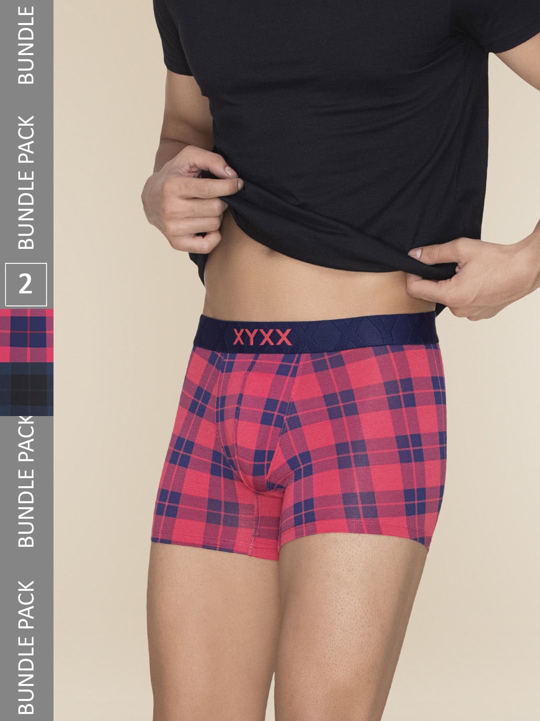 

XYXX Pack Of 2 Checked Trunks XYTRNK2PCKN709, Red