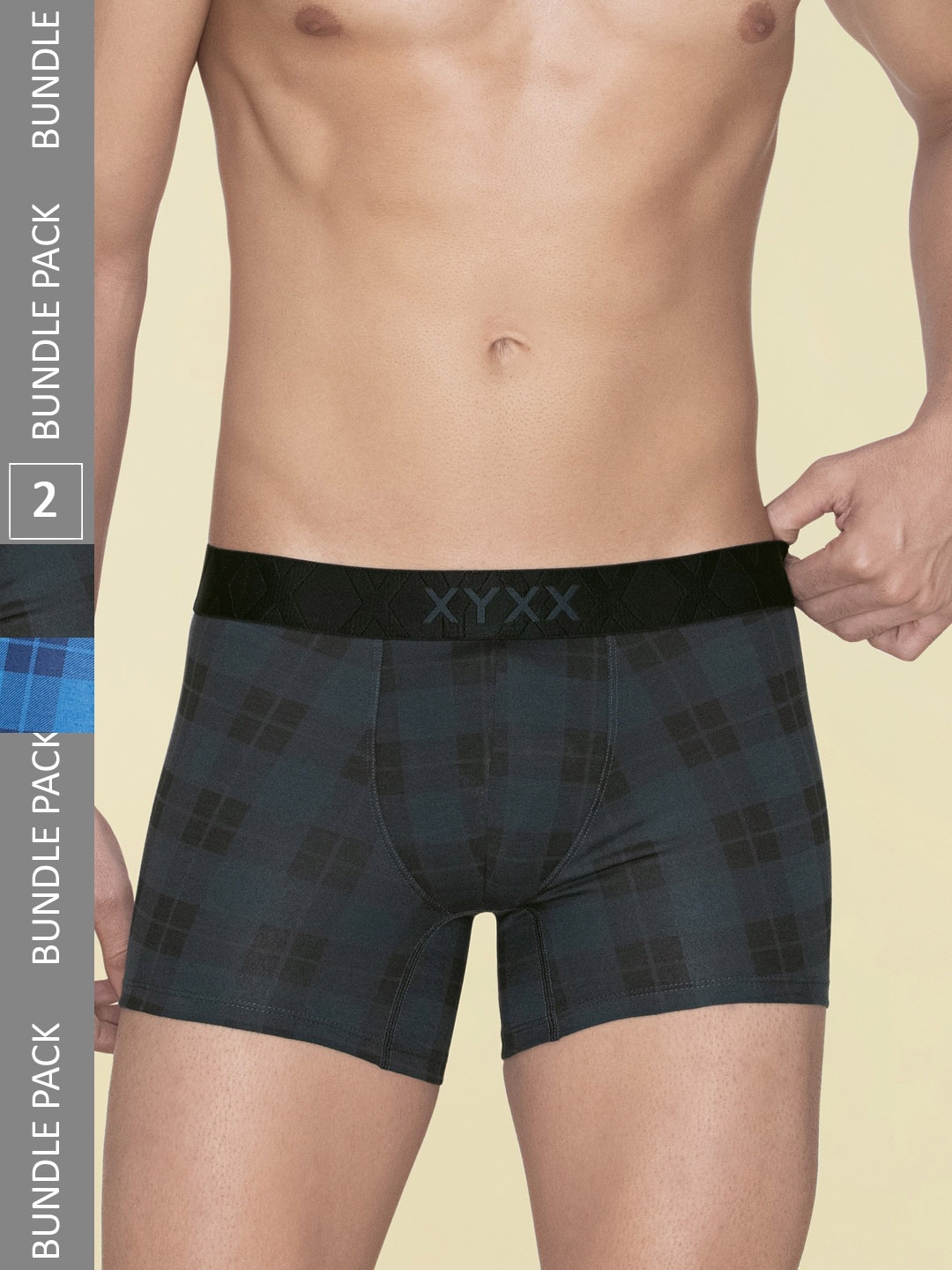 

XYXX Pack Of 2 Checked Trunks XYTRNK2PCKN705, Black