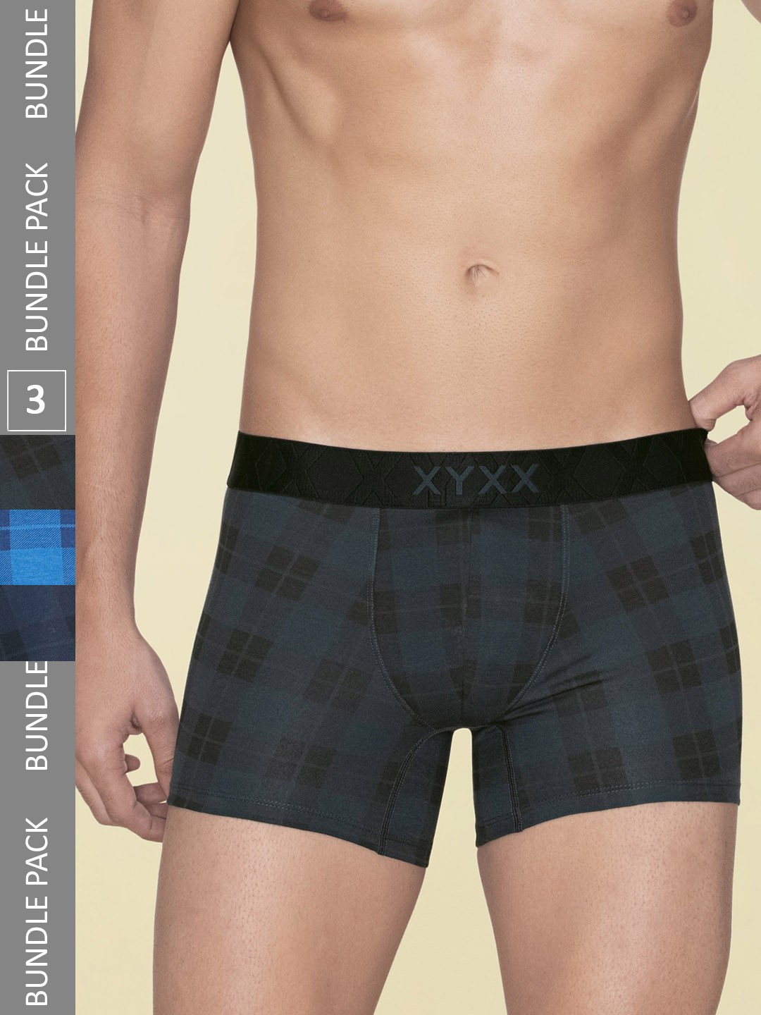 

XYXX Pack Of 3 Checked Trunks XYTRNK3PCKN981, Black