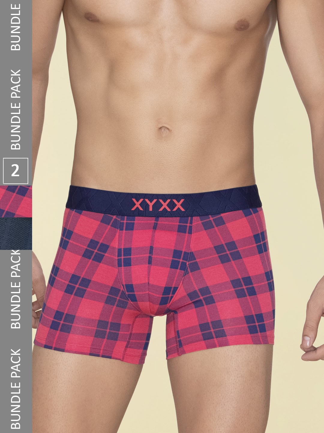 

XYXX Pack Of 2 Checked Breathable Trunks XYTRNK2PCKN709, Pink