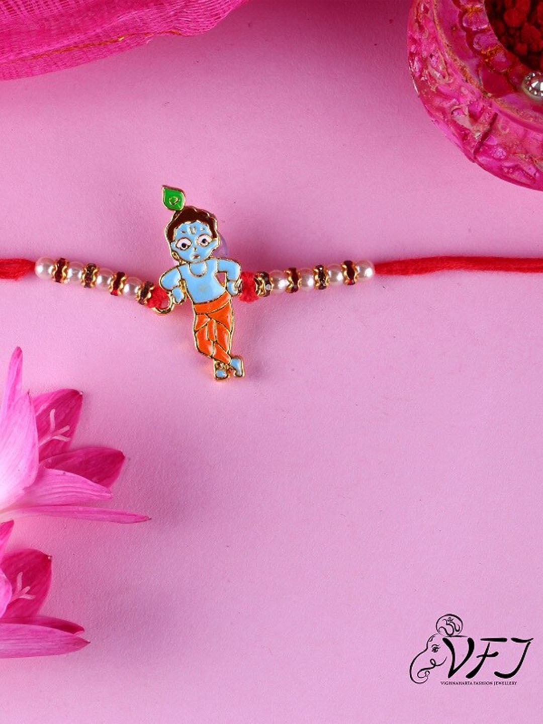 

Vighnaharta Boys Bal Krishana Thread Rakhi, Gold