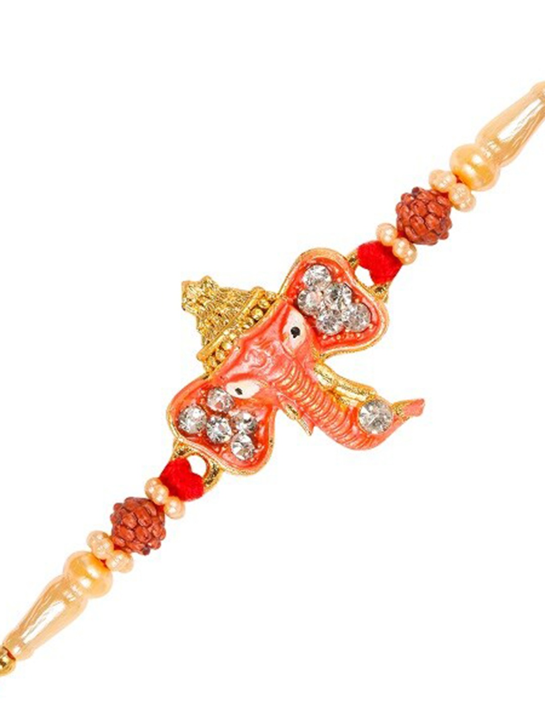 

Vighnaharta Boys Rhodium Plated Lord Ganesha Charm Tie-Up Rakhi, Gold