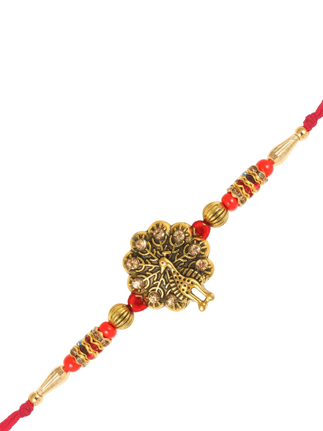 

Vighnaharta Boys Rhodium-Plated Mayur Rakhi, Gold