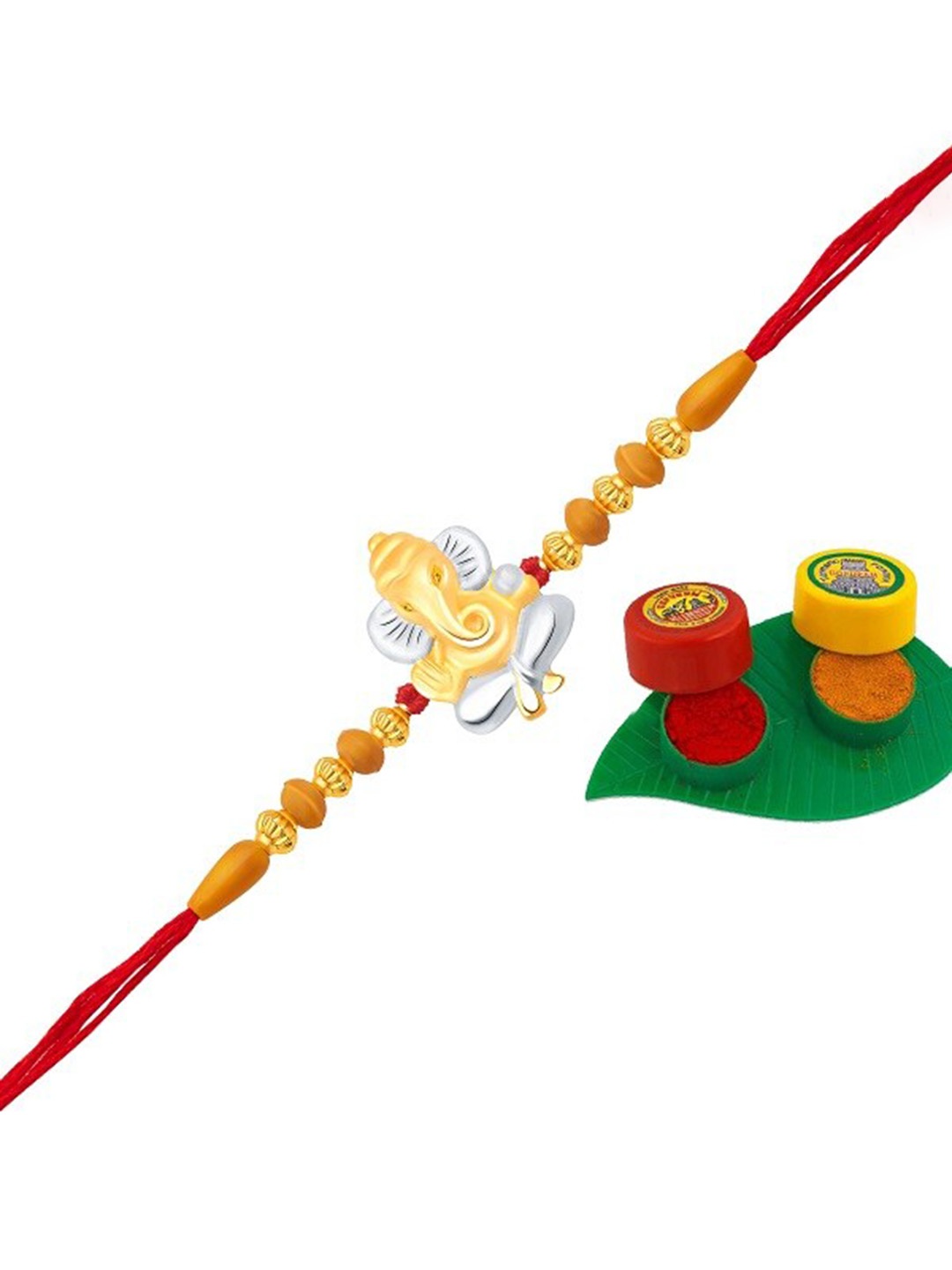 

Vighnaharta Boys Rhodium Plated Ganesha Rakhi, Gold