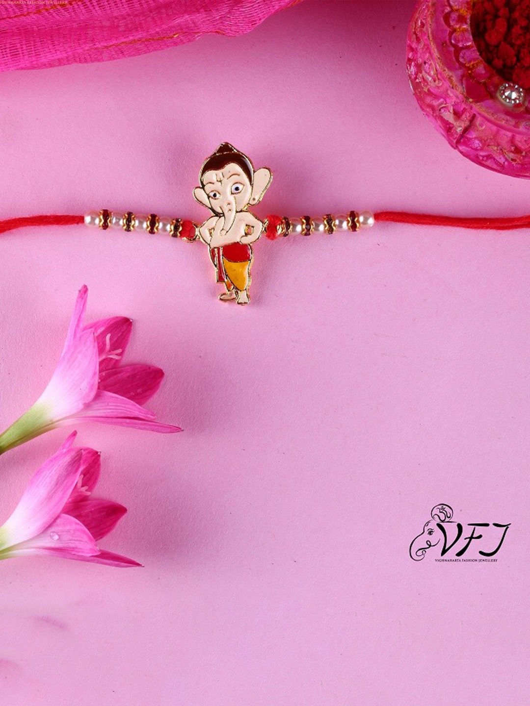 

Vighnaharta Boys Bal Ganesh Thread Rakhi, Gold
