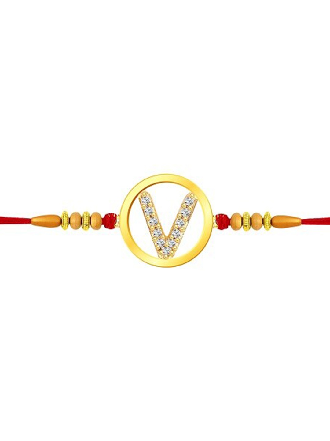 

Vighnaharta Boys Gold-Plated Letter V-Charm Tie-Up Rakhi