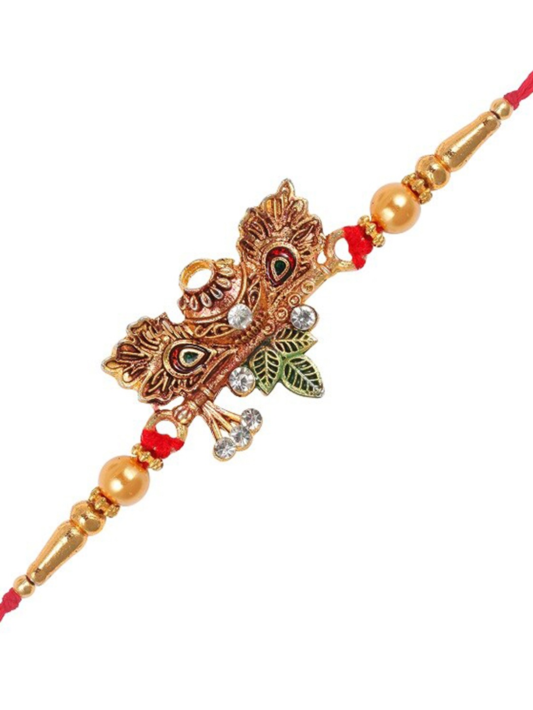 

Vighnaharta Boys Dahihandi Gold & Rhodium Plated Tie-Up Rakhi