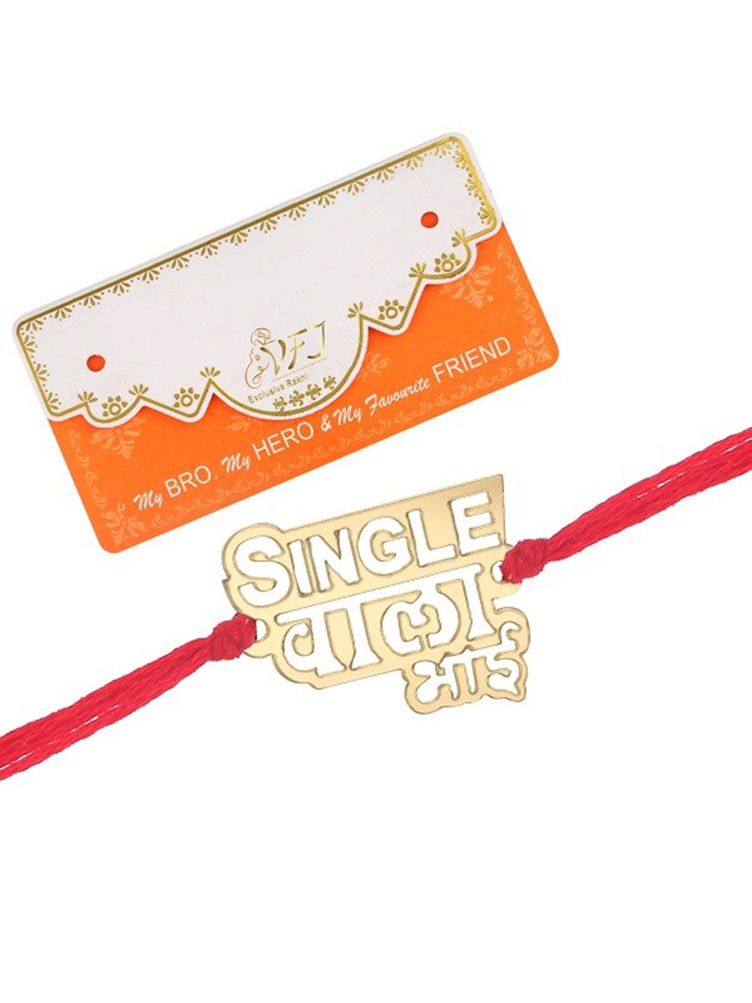 

Vighnaharta Boys Single Wala Bhai Design Charm Tie-Up Rakhi, Gold