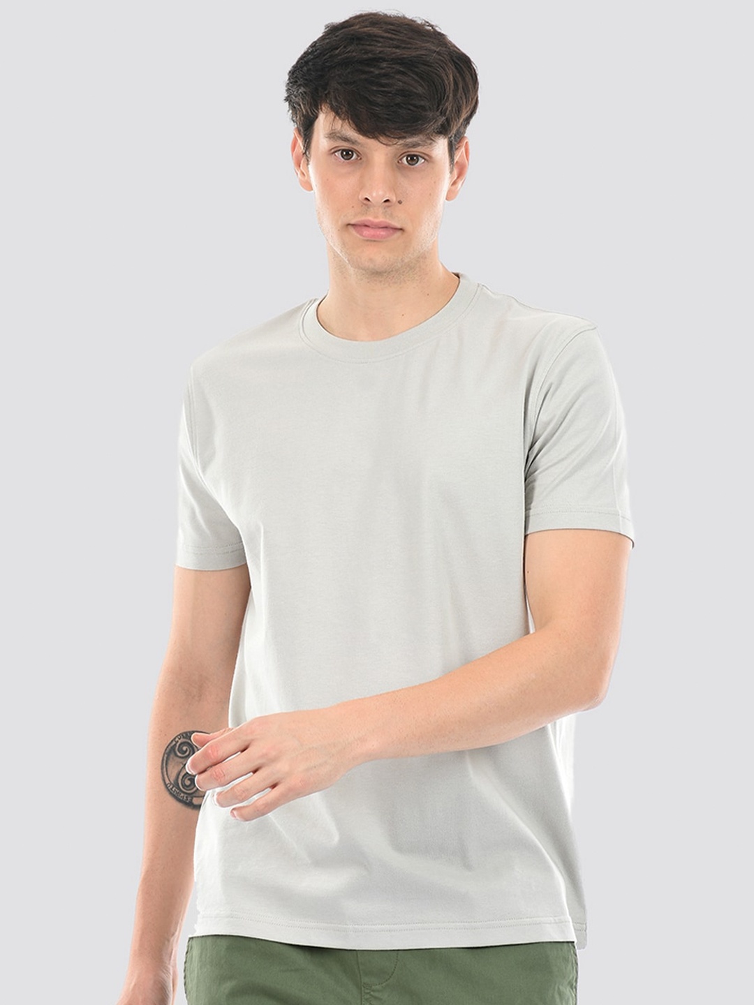 

ONEWAY Cotton Round Neck T-Shirt, Grey