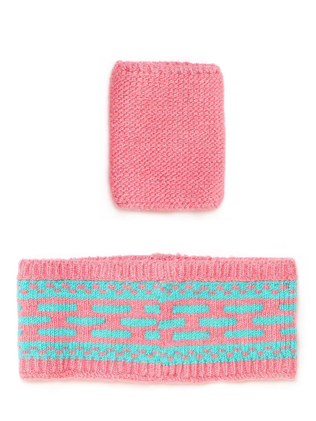 

Bharatasya Kids Knitted Sweatband & Wristband, Pink