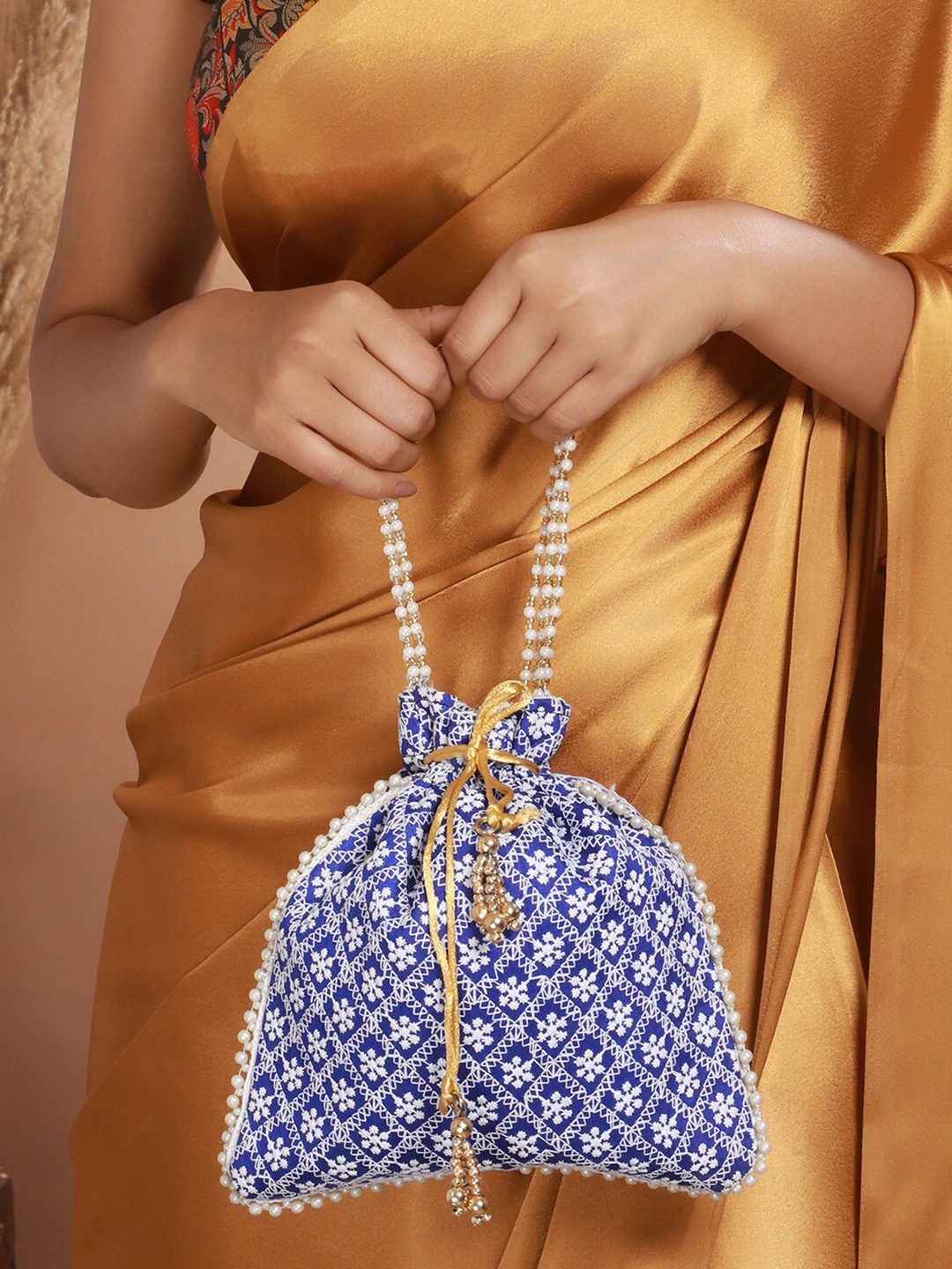 

Anouk Embroidered Potli Clutch, Blue