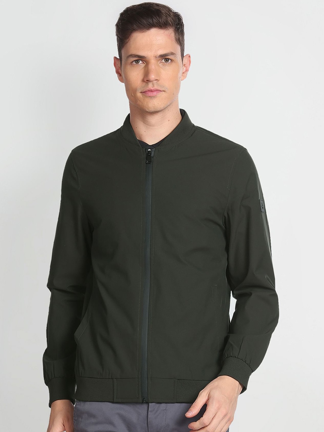 

Arrow Sport Stand Collar Bomber Jacket, Green