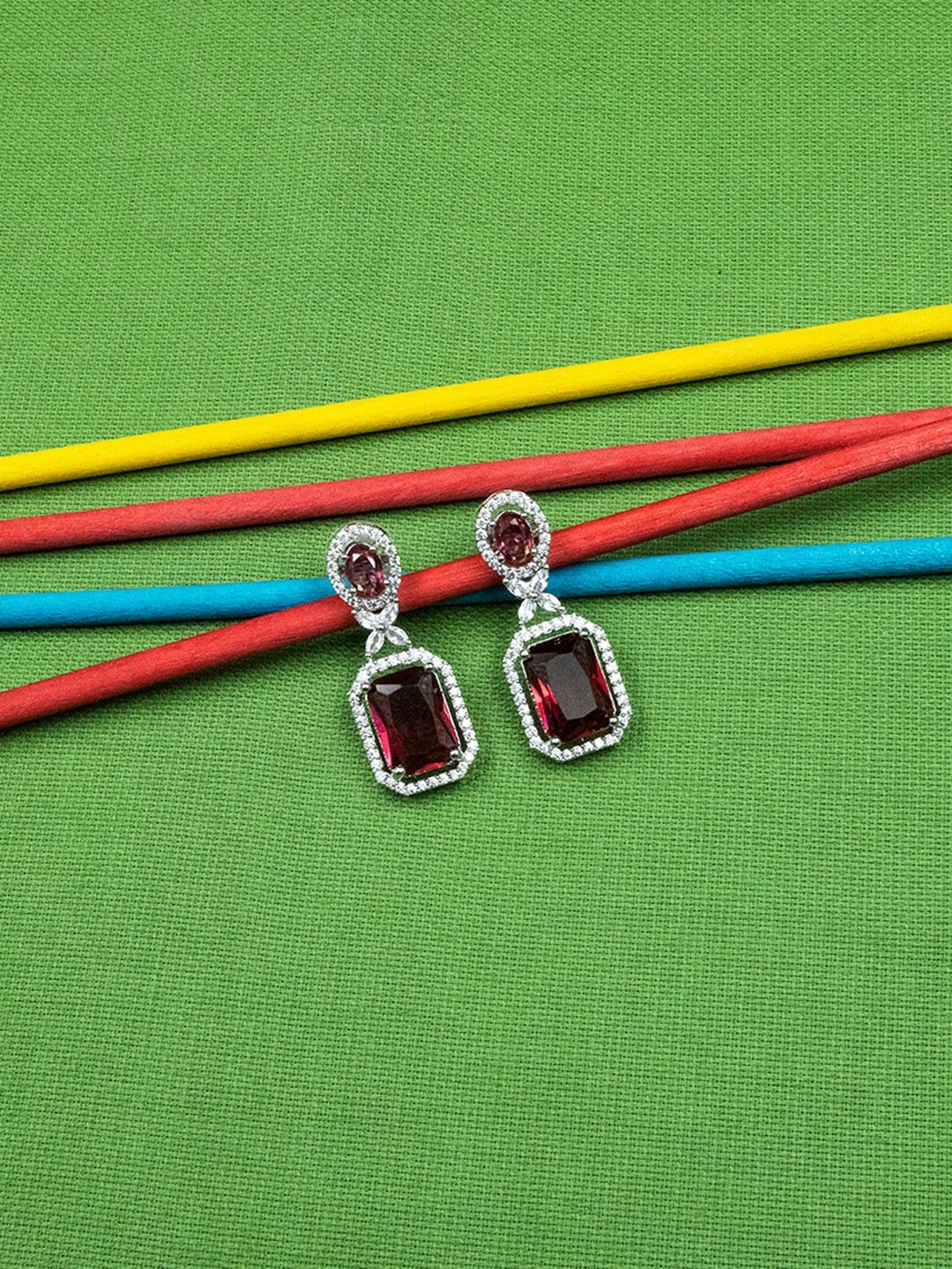 

StileAdda Silver-Plated Geometric Drop Earrings