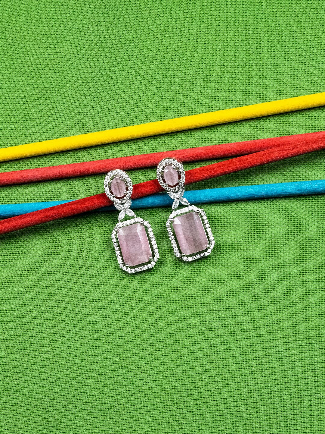 

StileAdda Silver-Plated Geometric Drop Earrings