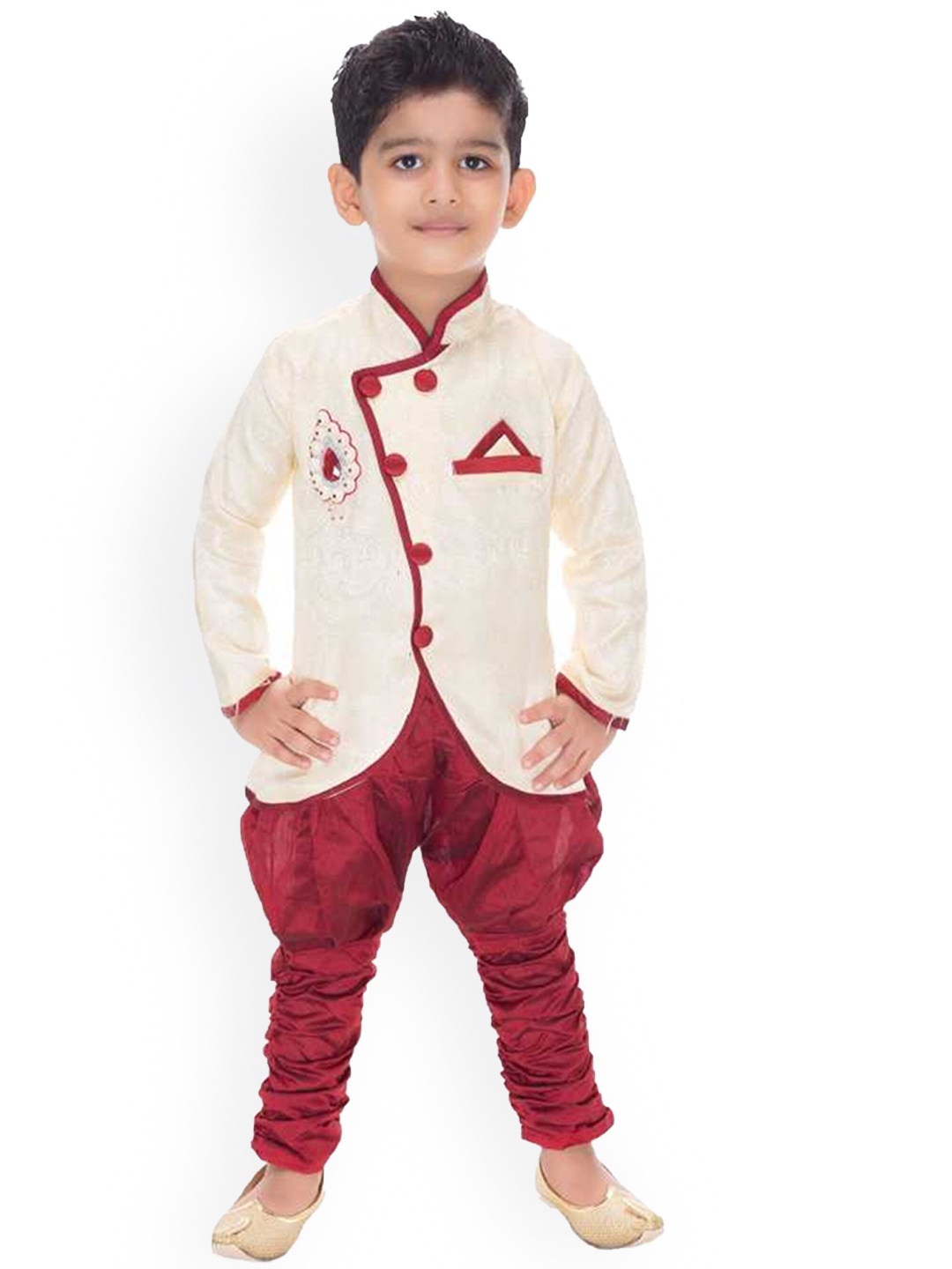 

CELEBRITY CLUB Boys Embroidered Sherwani Set, Beige