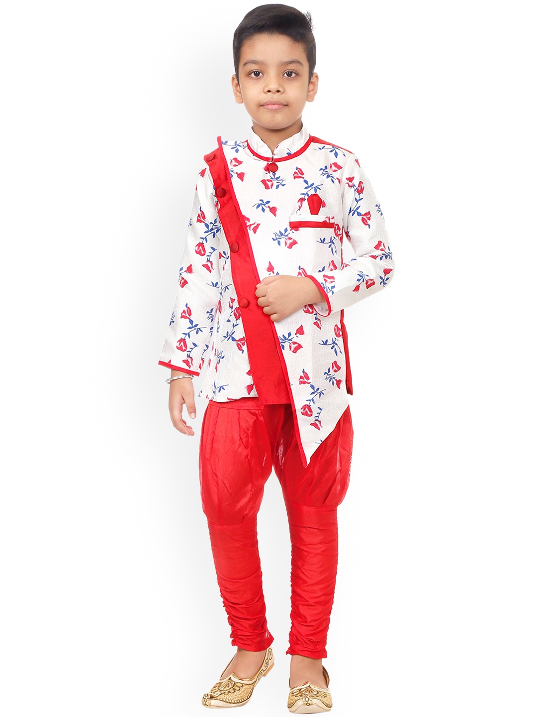 

CELEBRITY CLUB Boys Self Design Silk Sherwani, Red