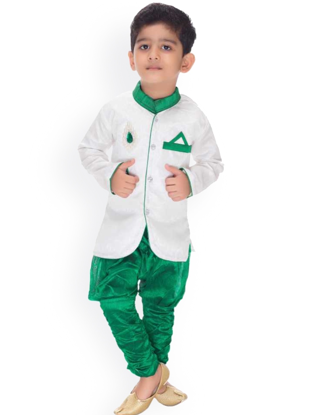 

CELEBRITY CLUB Boys Self-Design Sherwani Set, Green