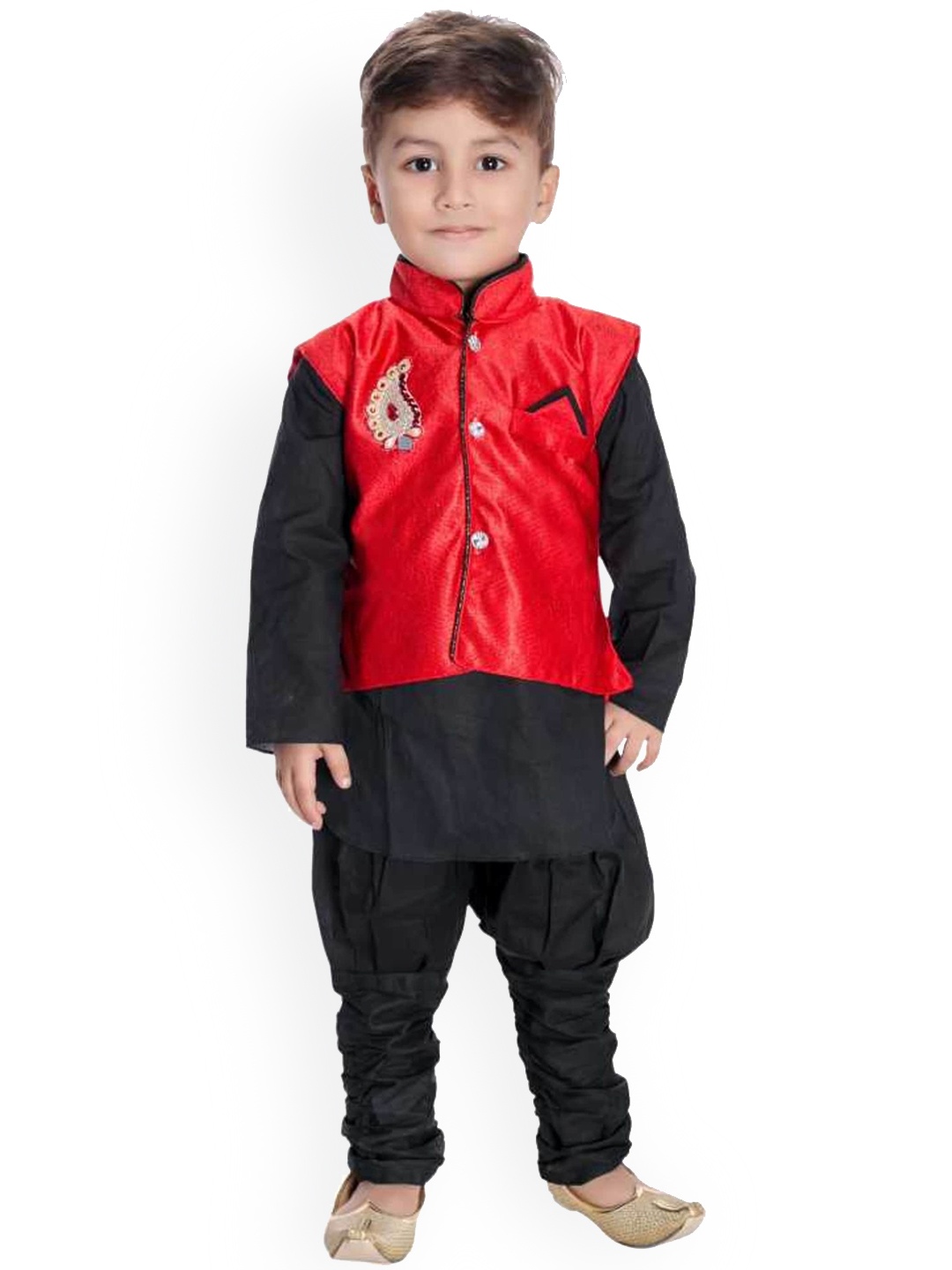 

CELEBRITY CLUB Boys Self-Design Sherwani Set, Red