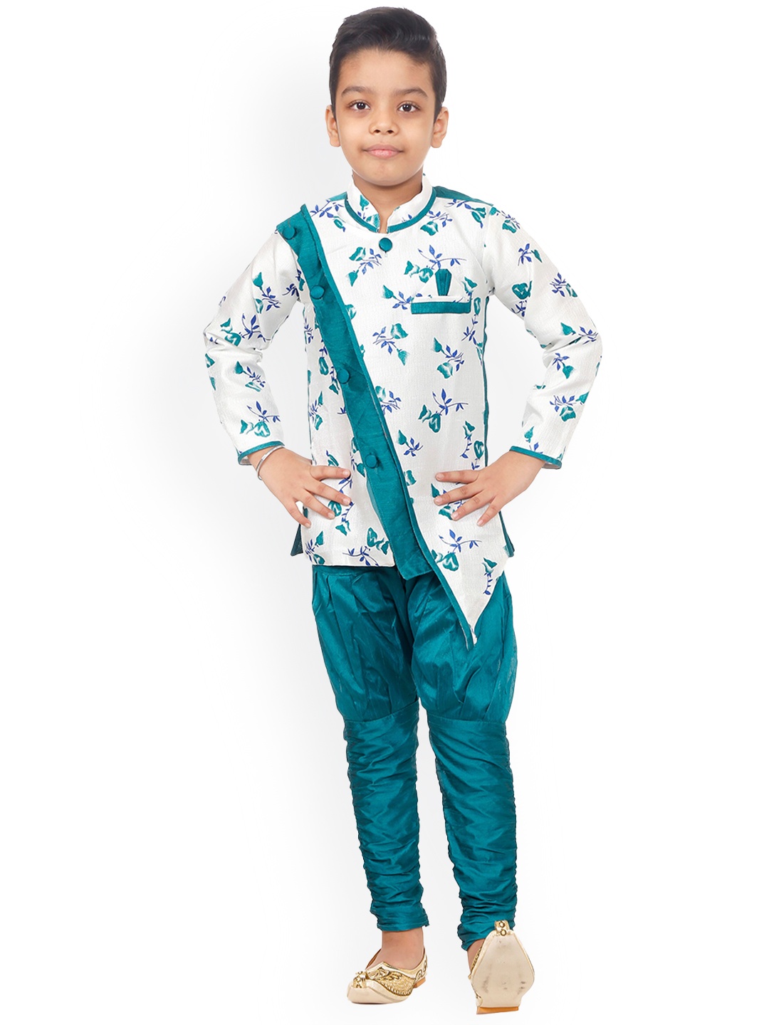 

CELEBRITY CLUB Boys Printed Sherwani Set, Green
