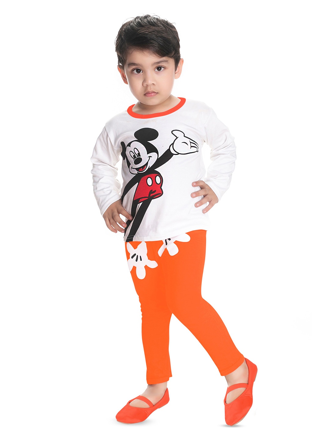 

BAESD Boys Mickey Mouse Printed T-shirt with Pyjamas, Orange