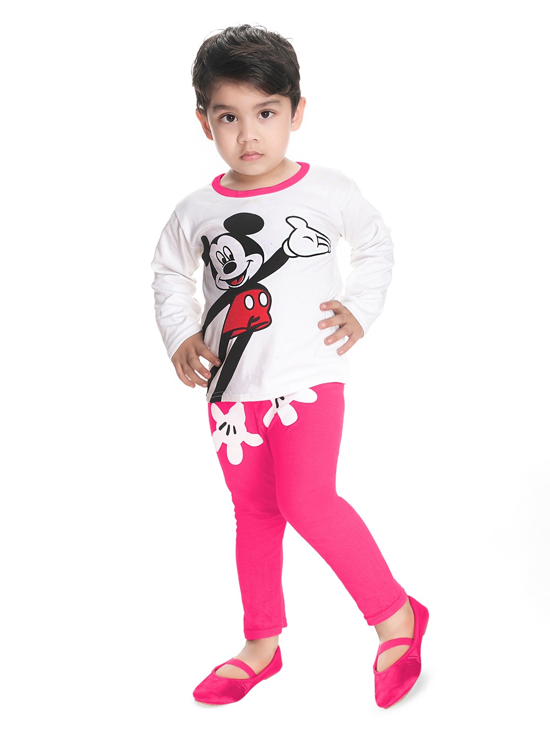

BAESD Boys Mickey Mouse Printed T-shirt with Pyjamas, Pink