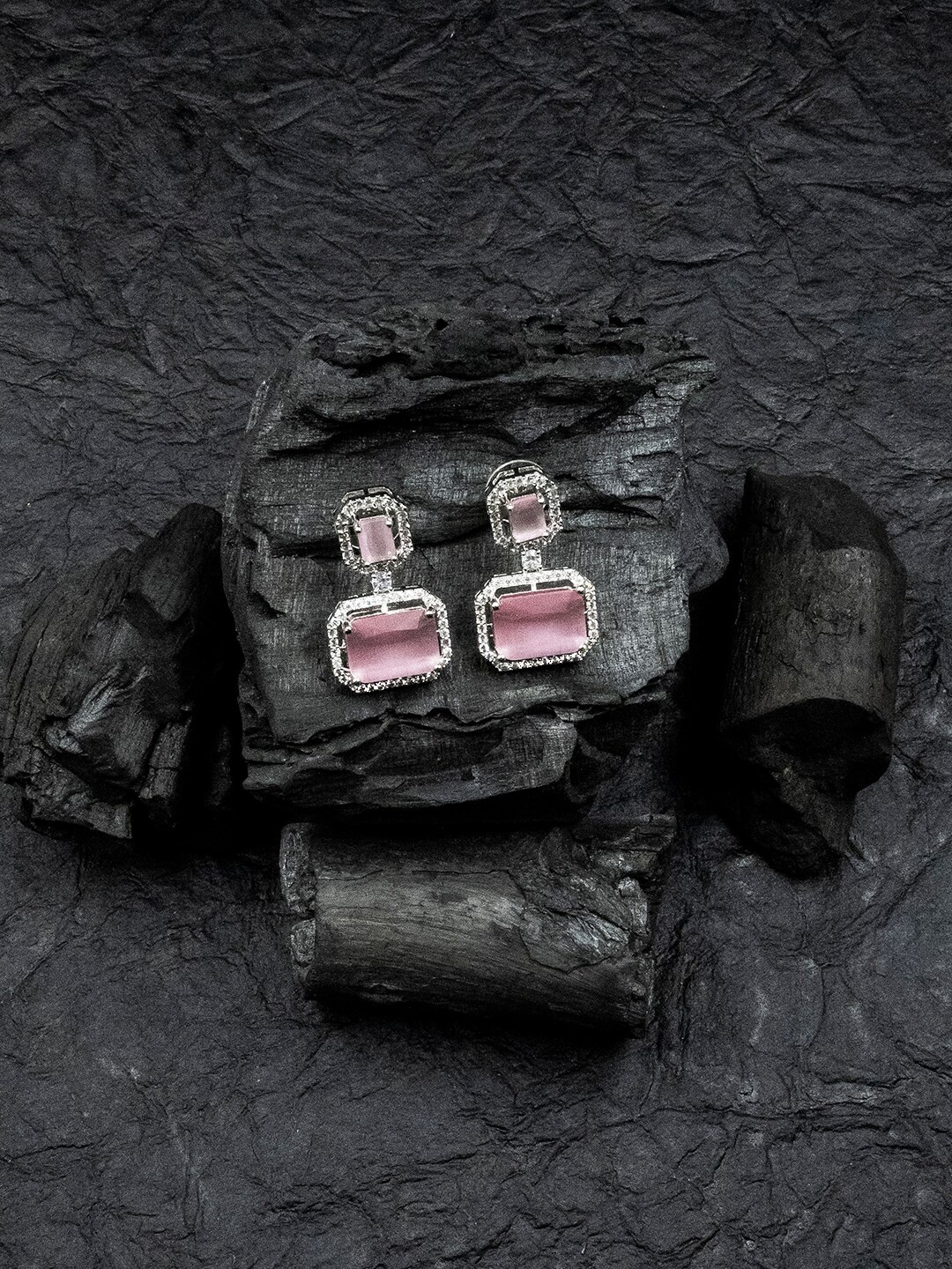 

StileAdda Silver-Plated Geometric Drop Earrings