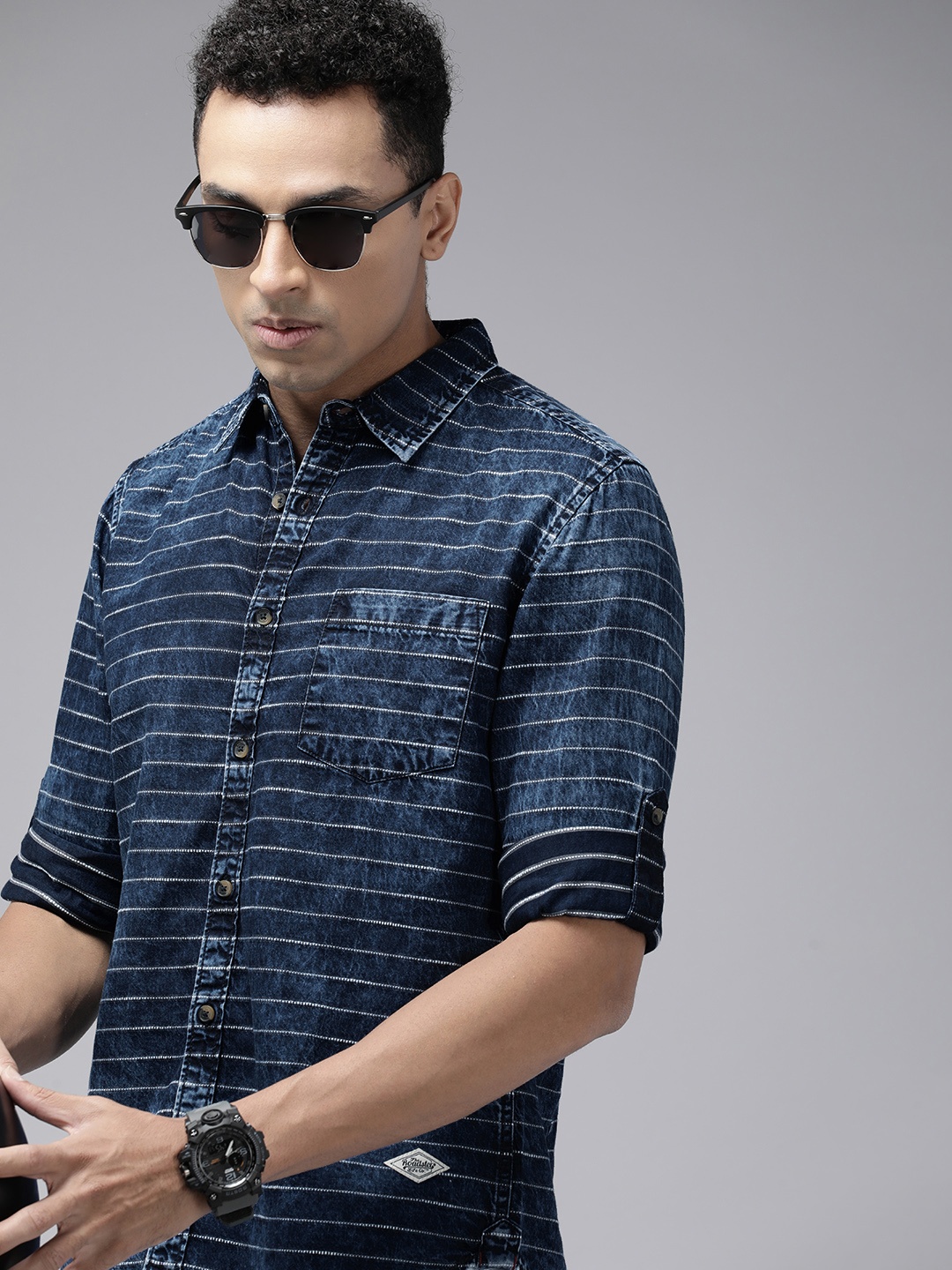 

Roadster Men Horizontal Stripes Opaque Casual Shirt, Blue
