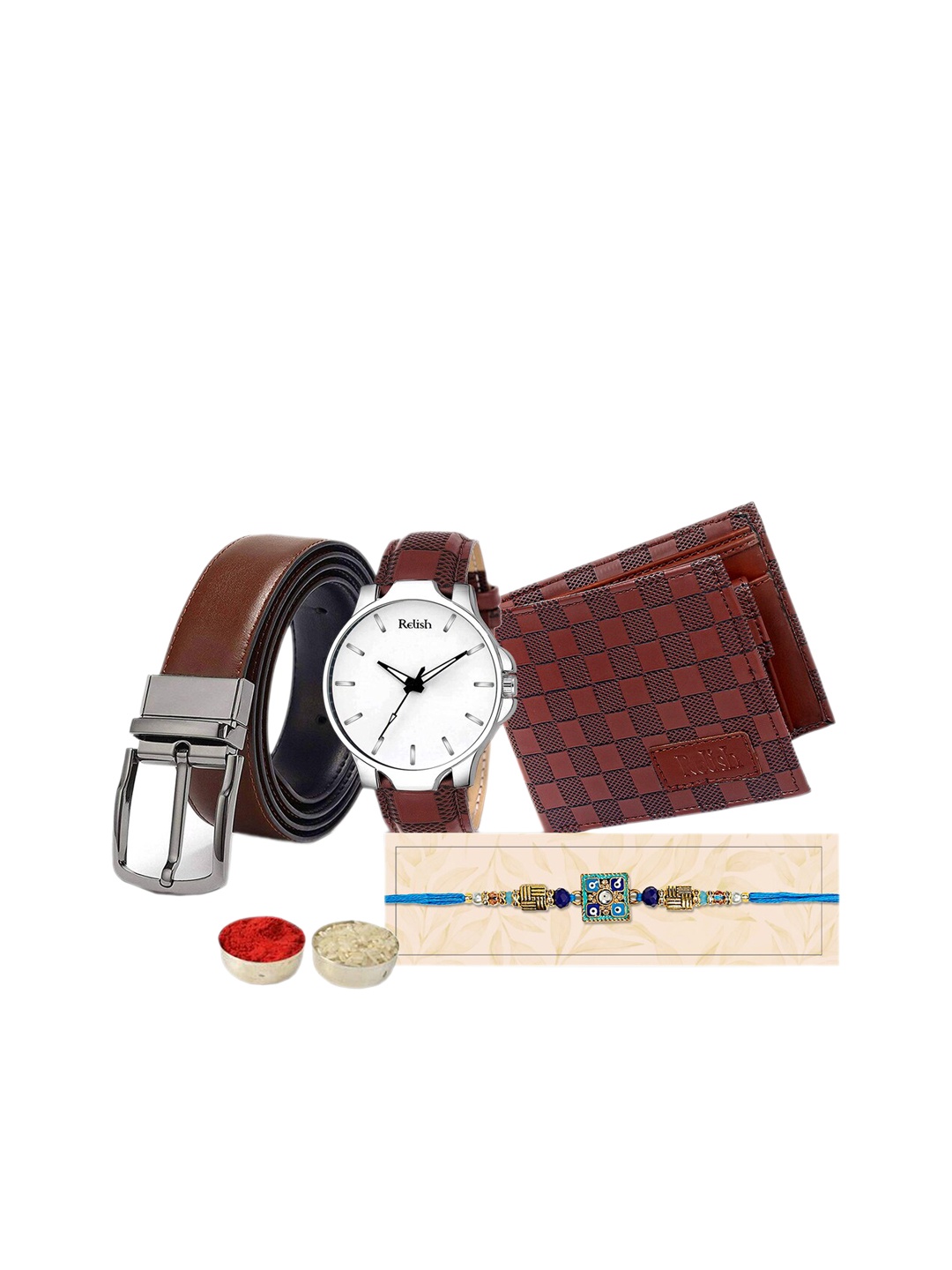 

Relish Men Rakhi With Hamper Gift Set, Brown