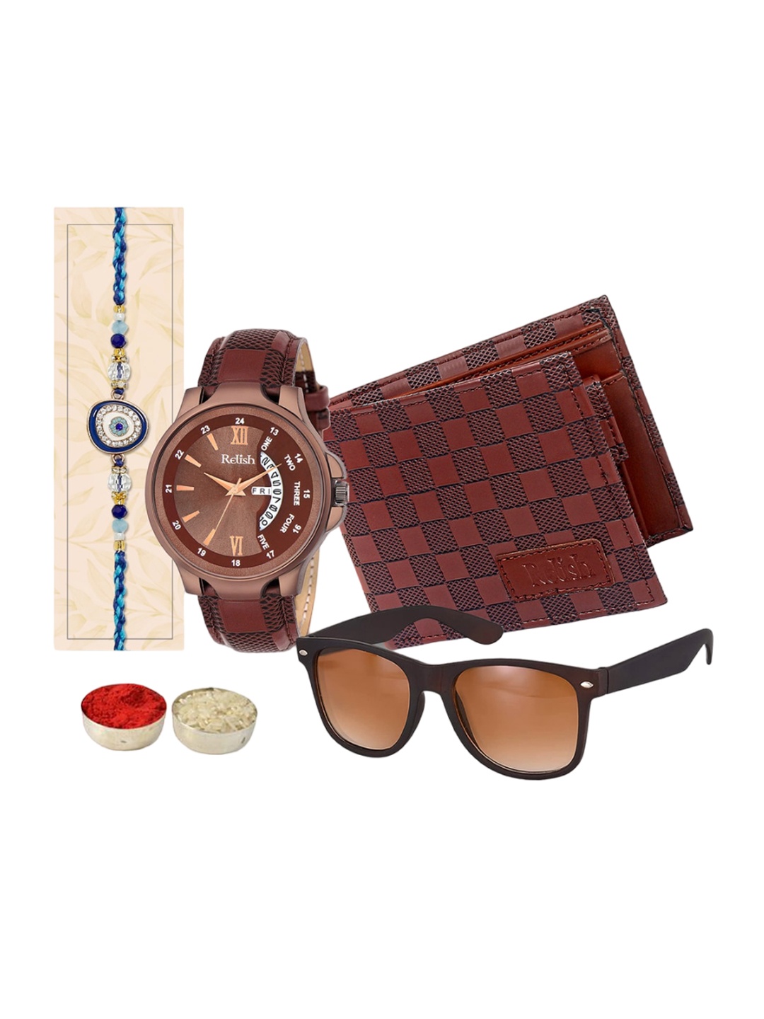 

Relish Men Rakhi With Watch, Wallet & Sunglass, Brown