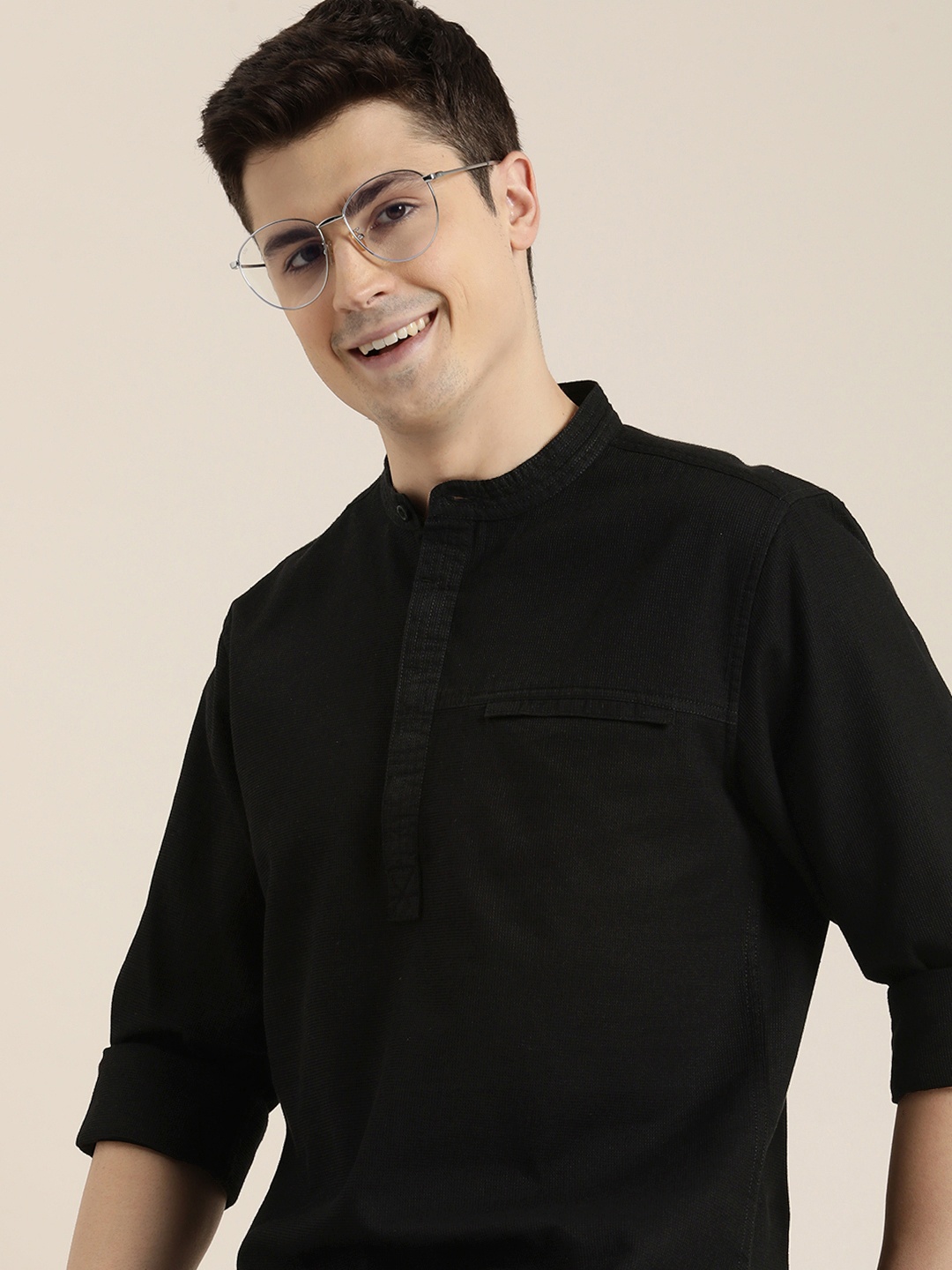 

HERE&NOW Men Opaque Casual Shirt, Black