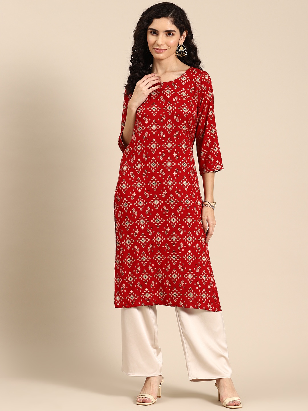 

Anouk Women Tribal Printed Kurta, Red