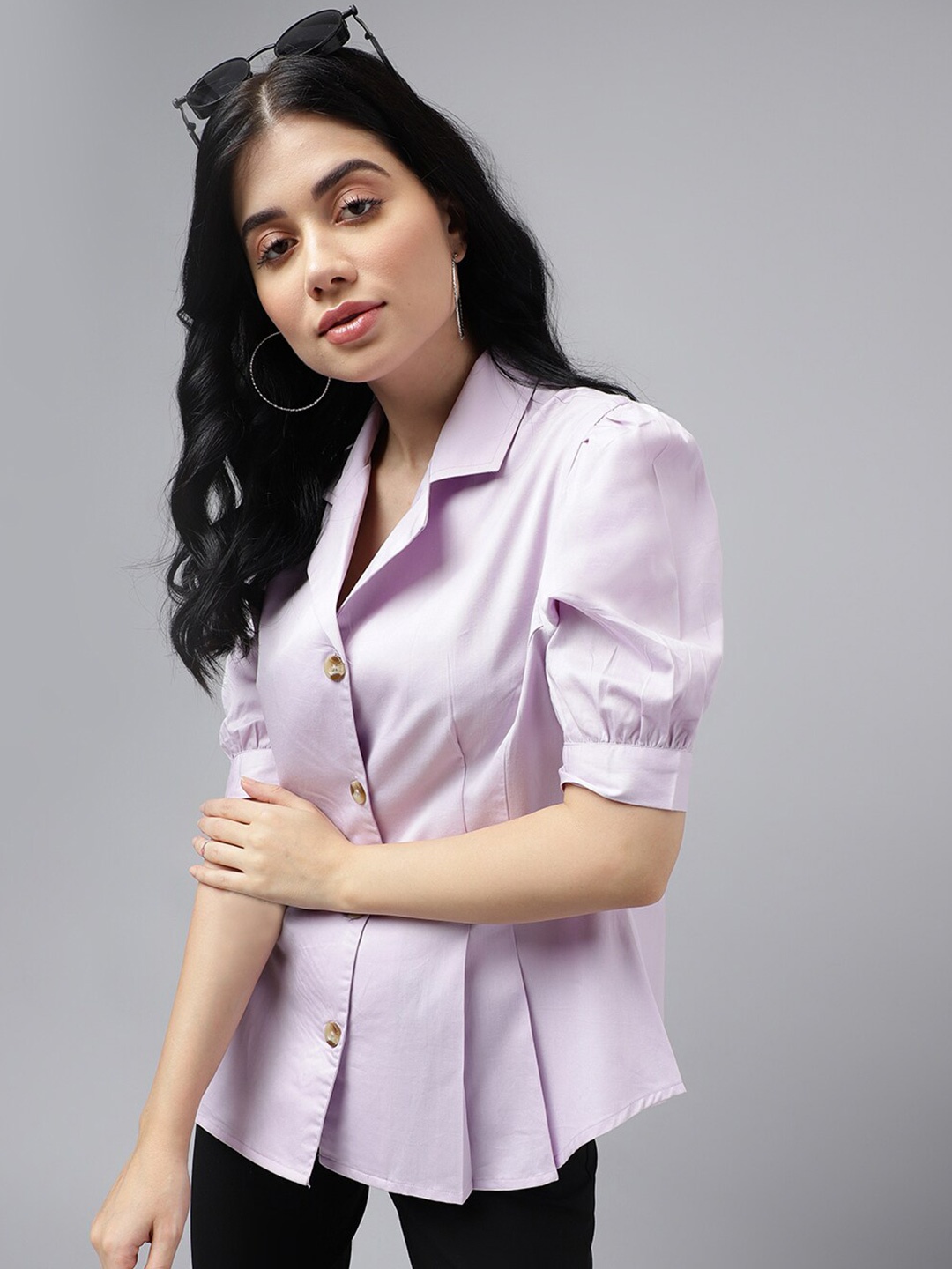 

Hancock Cuban Solid Pure Cotton Regular Fit Pleated Formal Shirt, Lavender