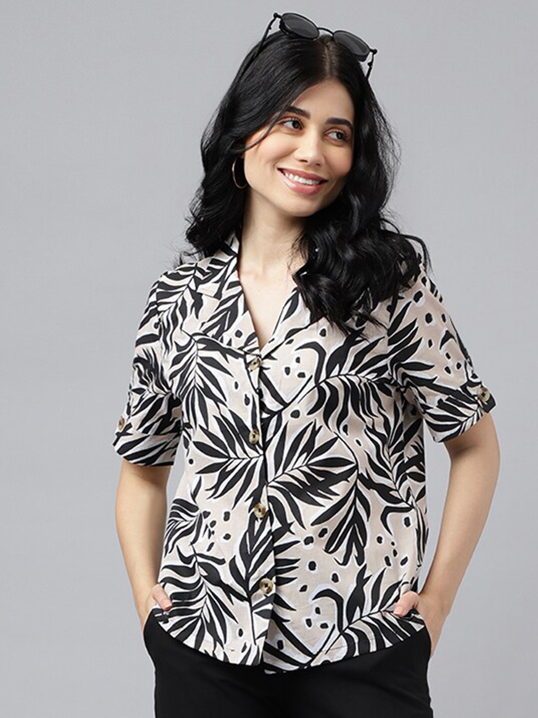 

Hancock Relaxed Floral Printed Casual Cotton Shirt, Beige