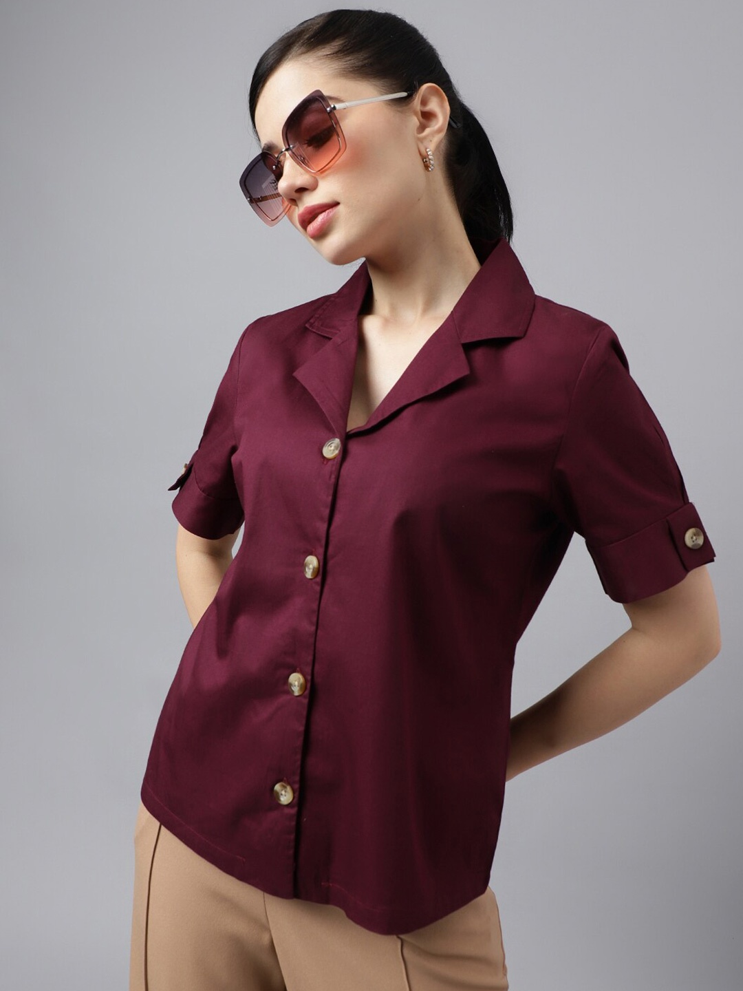 

Hancock Solid Pure Cotton Regular Fit Formal Shirt, Burgundy