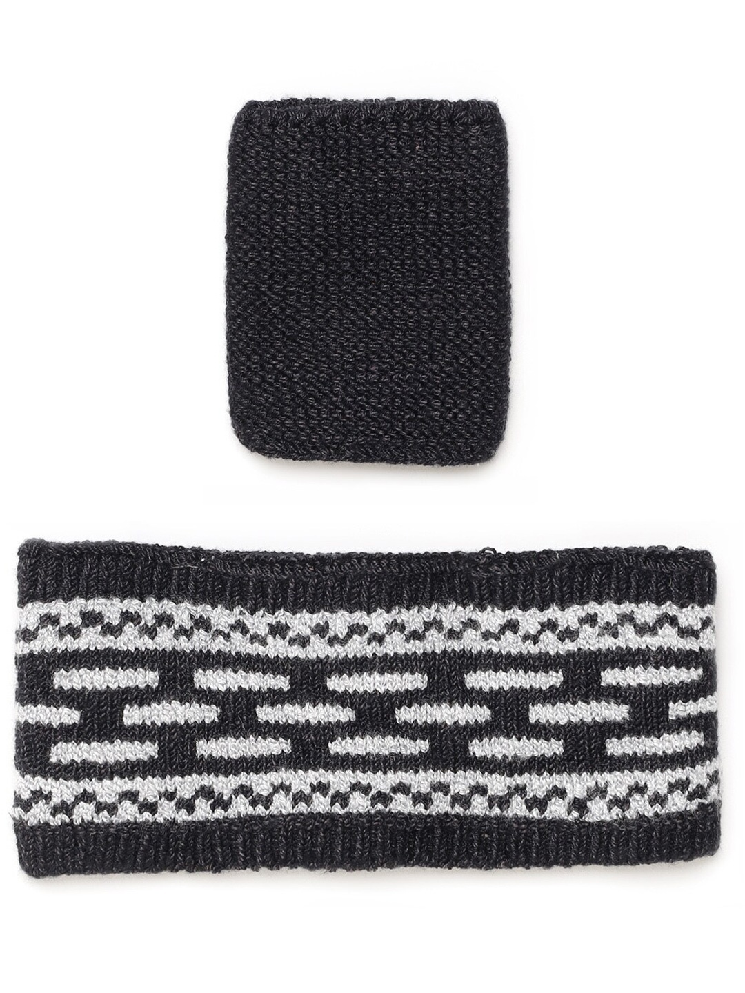 

Bharatasya Kids Pack Of 2 Knitted Sweatband & Wristband, Black