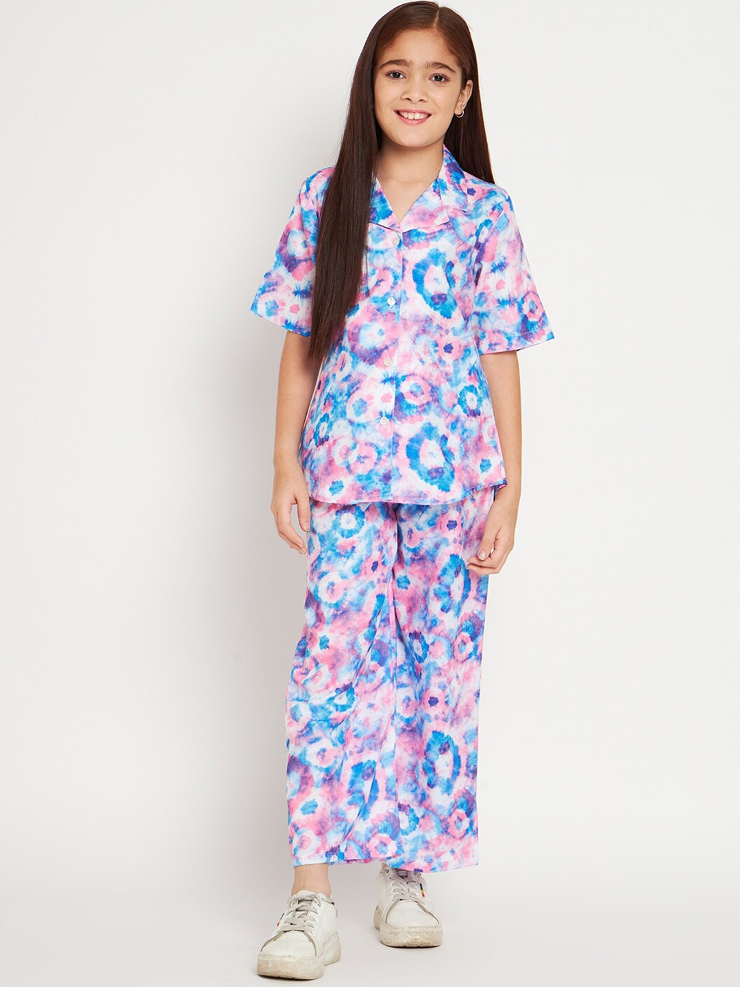 

Readiprint Girls Abstract Printed Pure Cotton Shirt With Palazzo, Blue